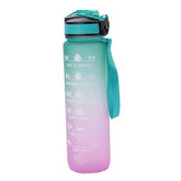 Urbane Home Motivational Water Bottle with Time Marker | Sipper Water Bottle for Kids & Adults with Straw | For Gym, Home, Office & School | Green Purple -1 L
